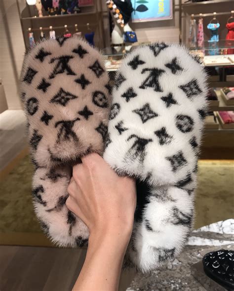 mink fur louis vuitton slippers|lv fur slides.